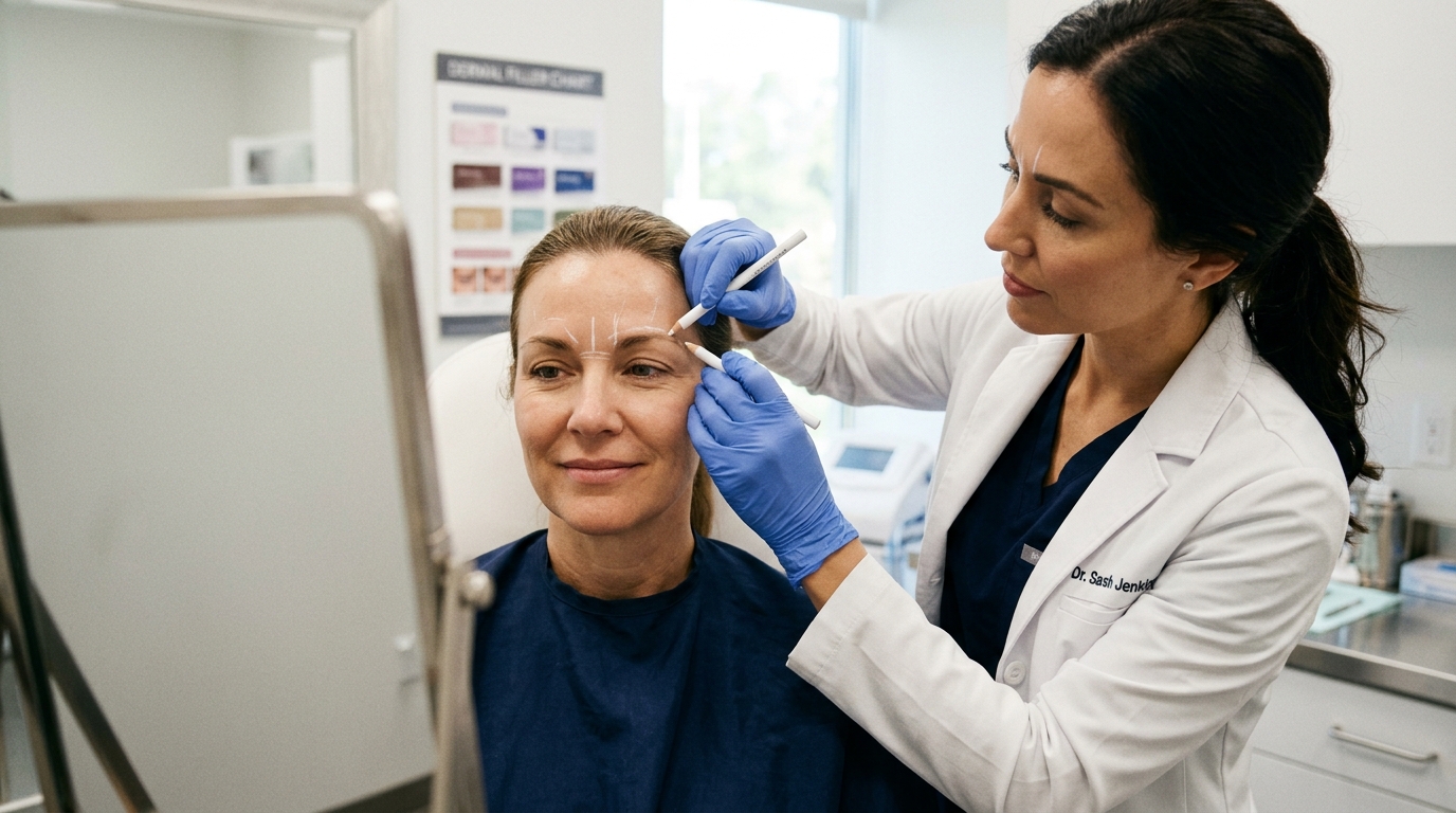 Evaluación anatómica y marcación médica previa al tratamiento de Baby Botox en Clínica Estética Maryol Miraflores