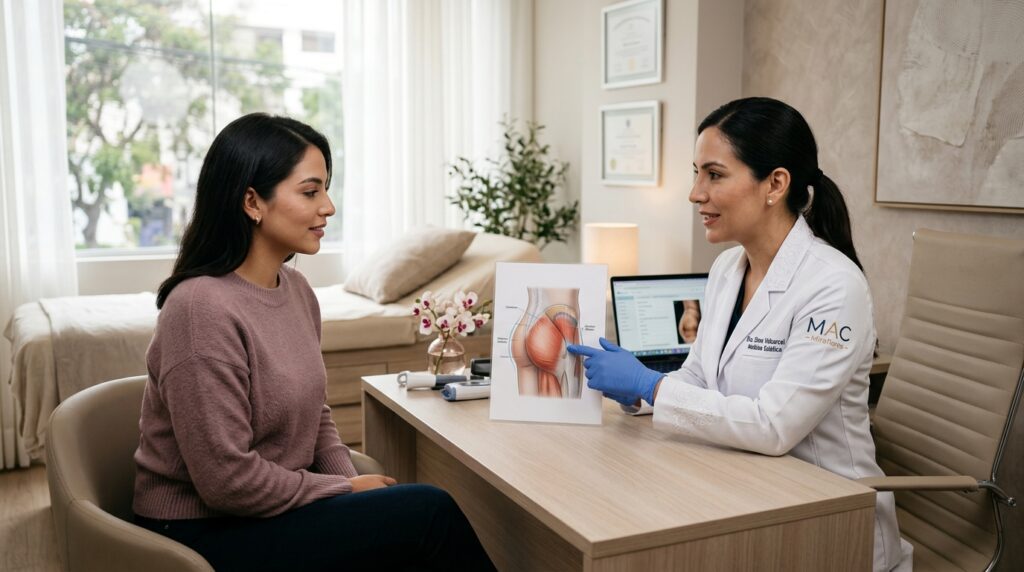 Evaluacin mdica especializada para remodelacin de glteos y correccin de hip dips con Lanluma en Clnica Maryol Miraflores Lima